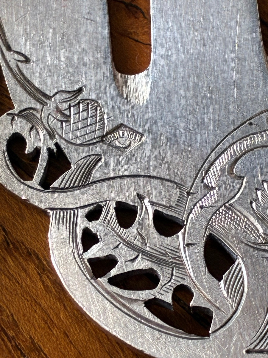 Service à Poisson argent massif Ep Art Nouveau 1900 Boulenger-photo-5
