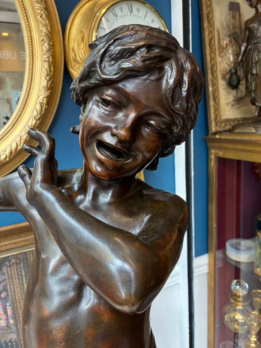 Massimiliano CONTINI (1850 - ?)  "La Première Impression" Épreuve en Bronze H 85cm  -photo-2