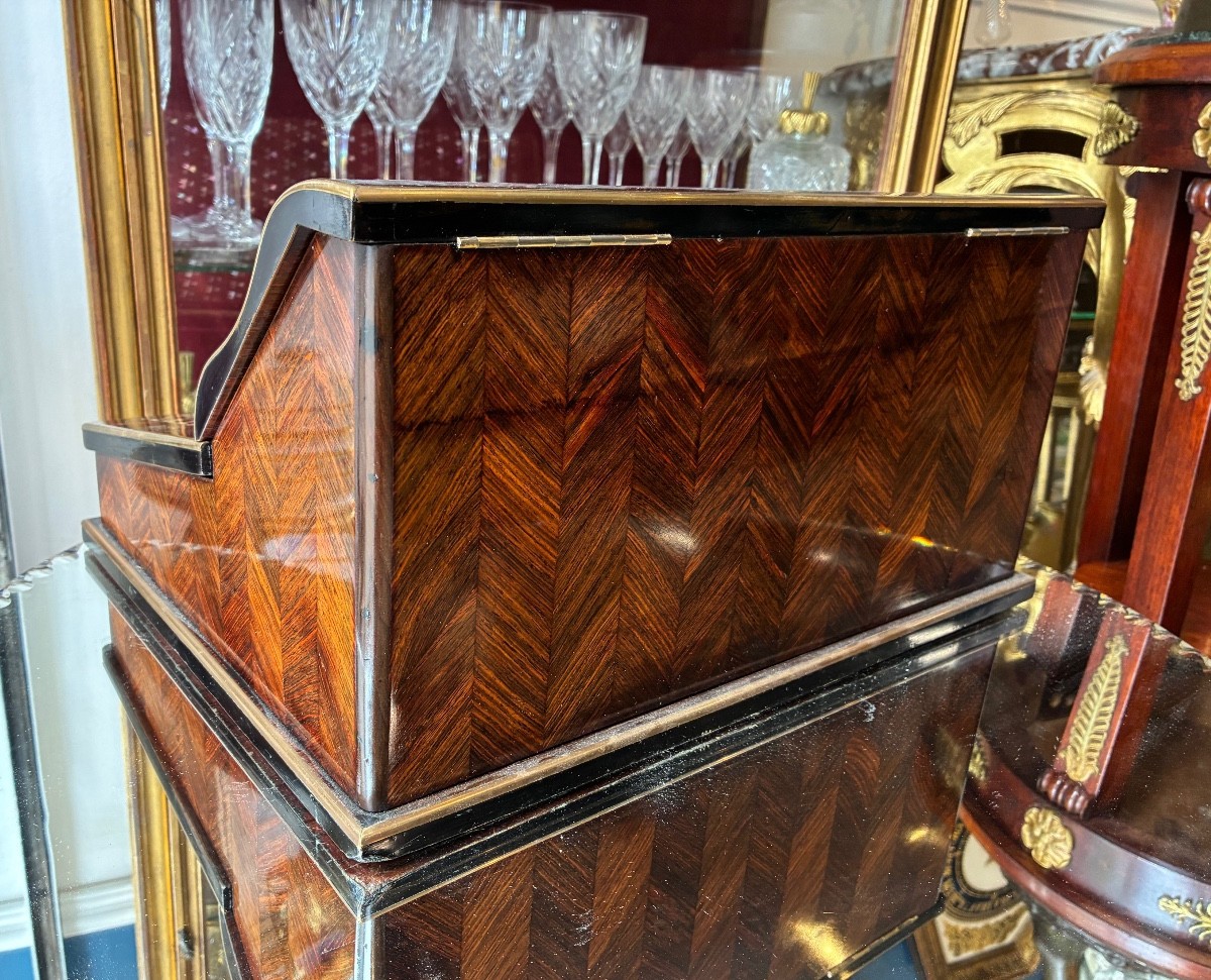 Grande Écritoire Coffret époque Napoléon III Marqueterie géométrique Nacre XIXe-photo-3