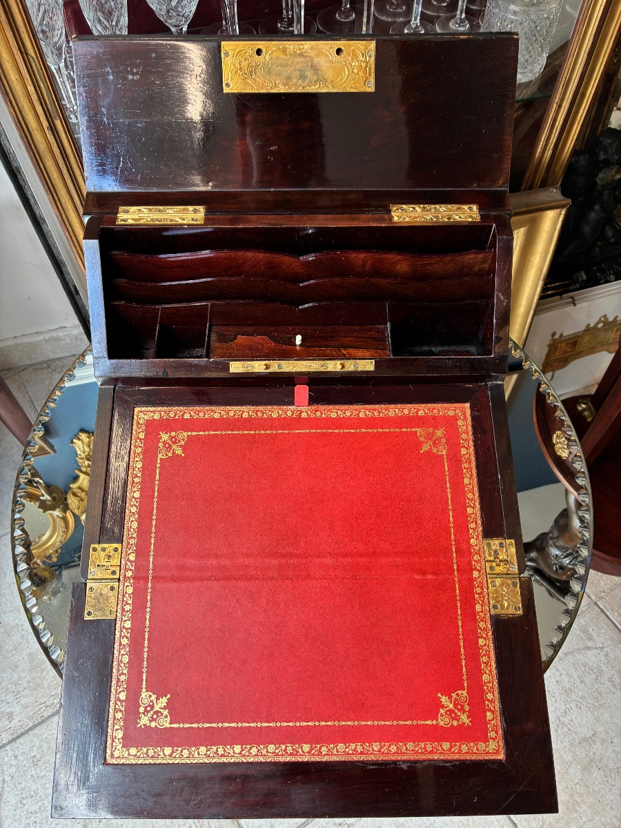 Grande Écritoire Coffret époque Napoléon III Marqueterie géométrique Nacre XIXe-photo-1
