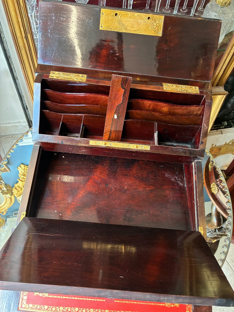 Grande Écritoire Coffret époque Napoléon III Marqueterie géométrique Nacre XIXe-photo-2