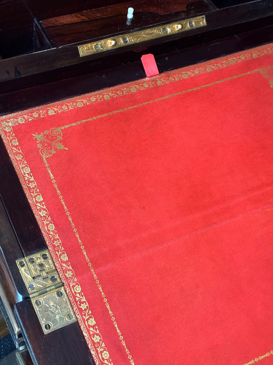 Grande Écritoire Coffret époque Napoléon III Marqueterie géométrique Nacre XIXe-photo-5