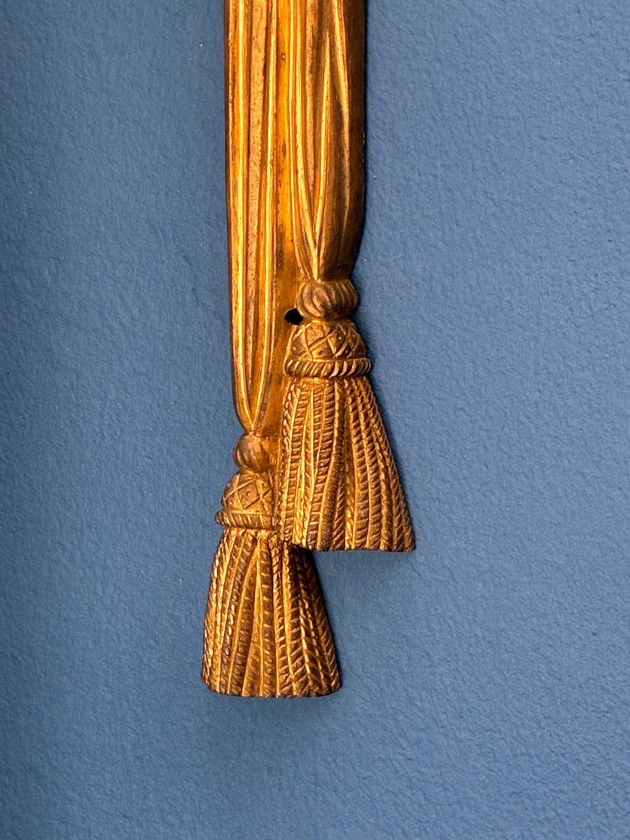Pair Of Gilt Bronze Wall Sconces Decorated With Ribbons And Pompoms, 19th Century-photo-2