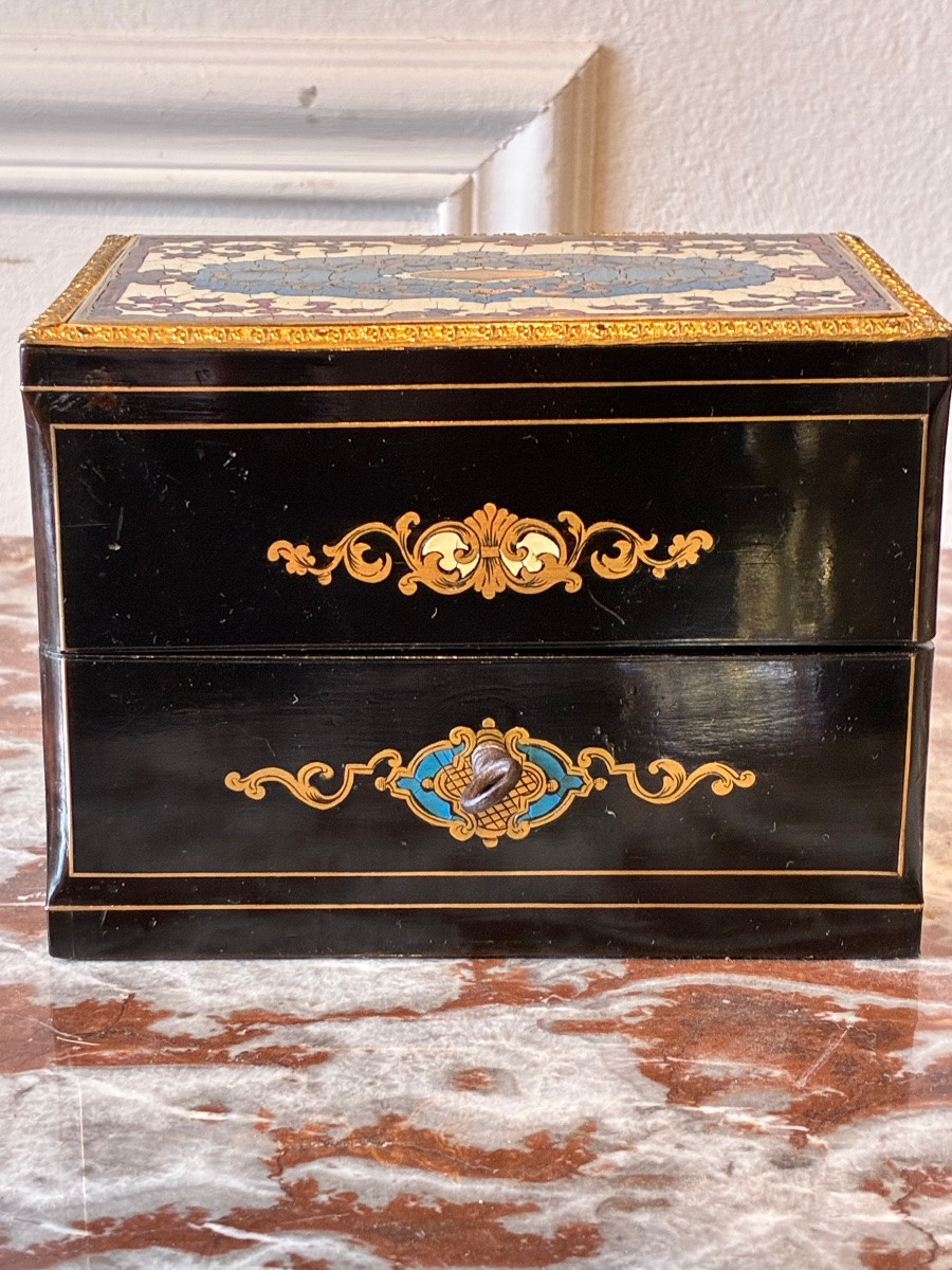 Coffret à parfums Napoléon III en marqueterie boulle vers 1860-photo-2