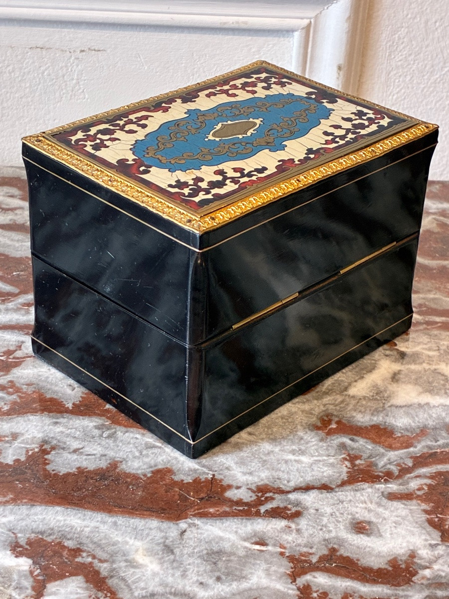 Coffret à parfums Napoléon III en marqueterie boulle vers 1860-photo-4