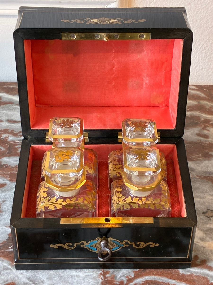 Coffret à parfums Napoléon III en marqueterie boulle vers 1860-photo-1