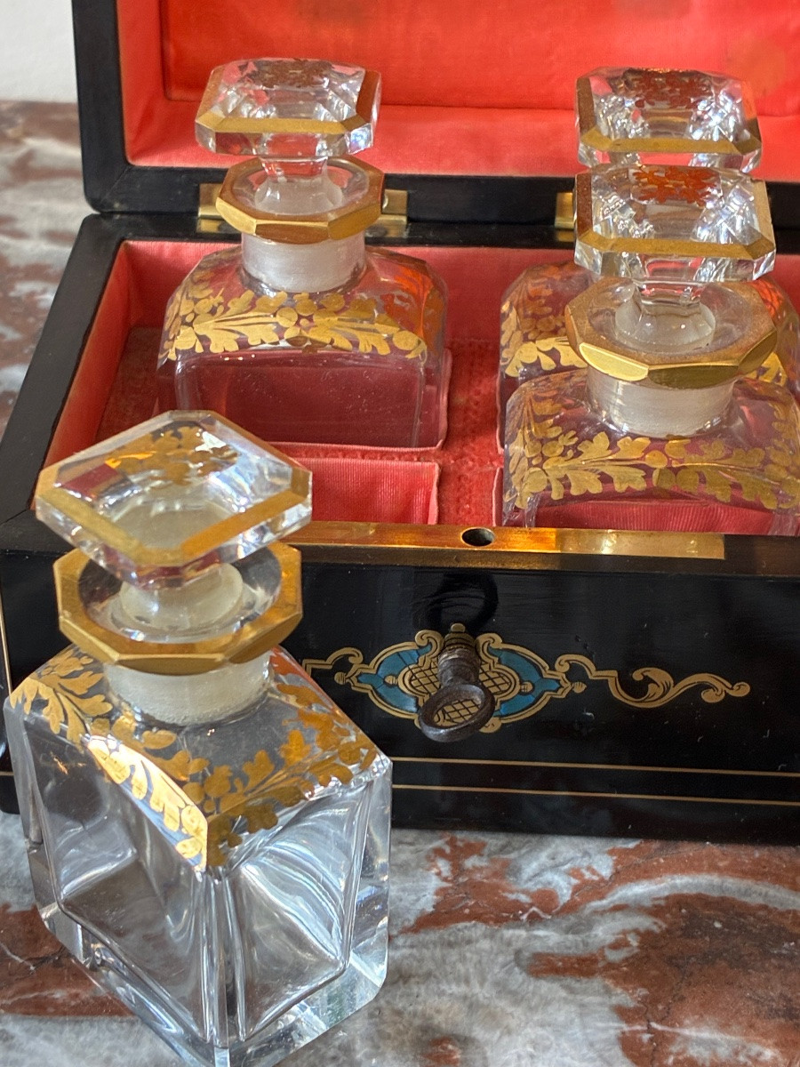 Coffret à parfums Napoléon III en marqueterie boulle vers 1860-photo-2