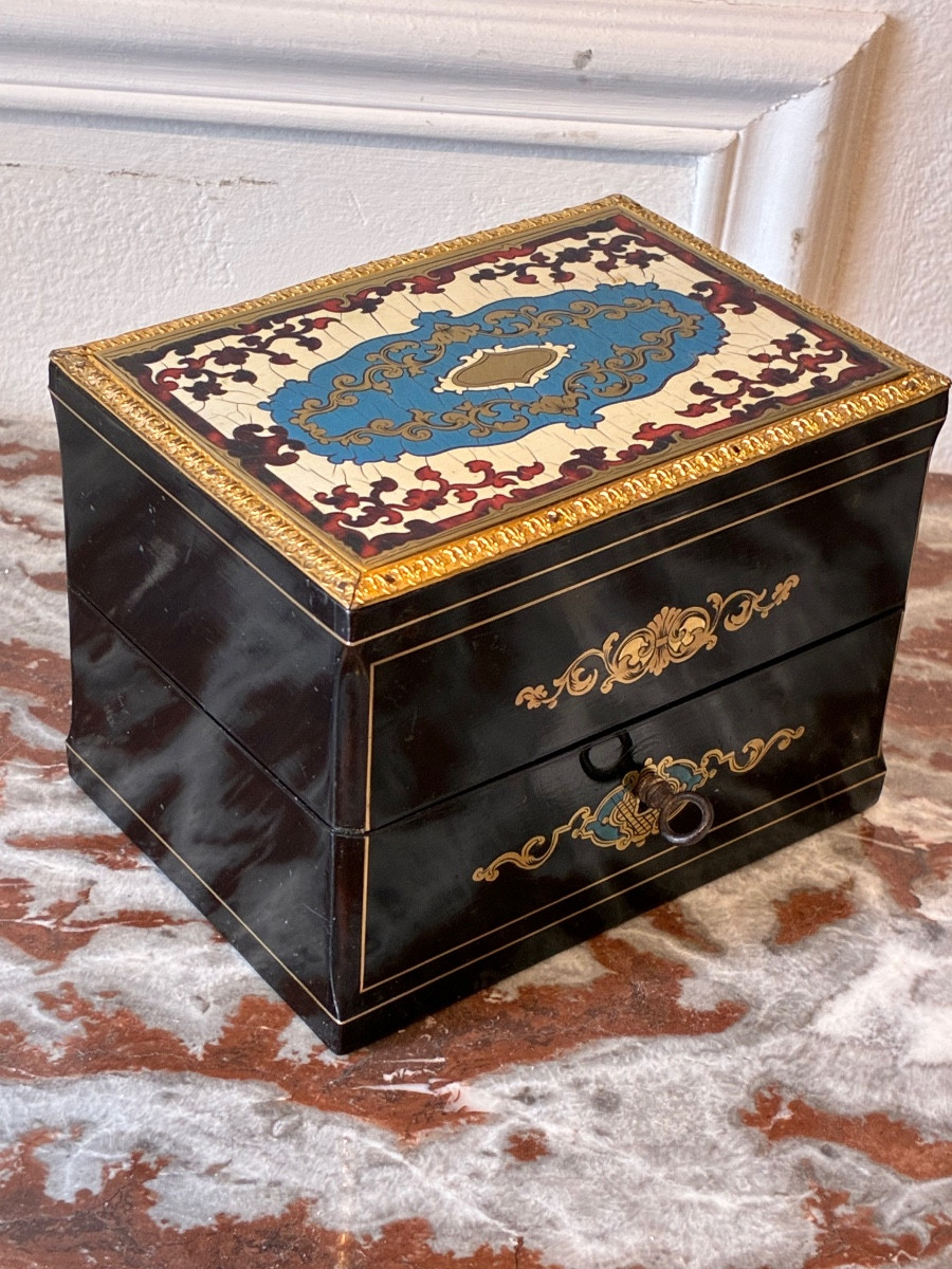 Coffret à parfums Napoléon III en marqueterie boulle vers 1860