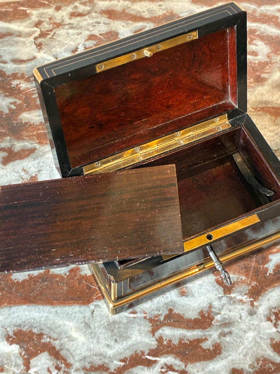 Petit coffret Napoléon III à compartiment secret XIXe -photo-4