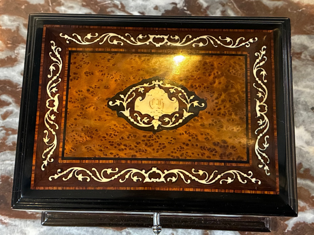 Coffret Boîte à Montre Marqueterie Ép Napoléon III Signé Alphonse Giroux -photo-3