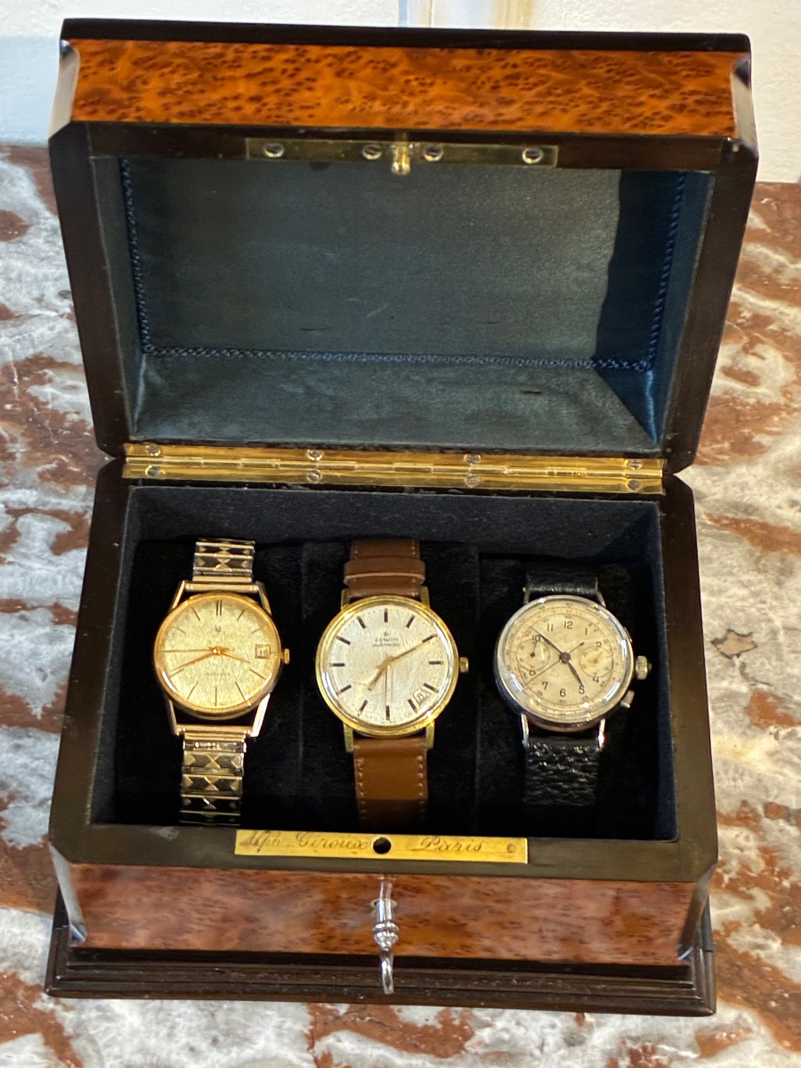 Coffret Boîte à Montre Marqueterie Ép Napoléon III Signé Alphonse Giroux -photo-3