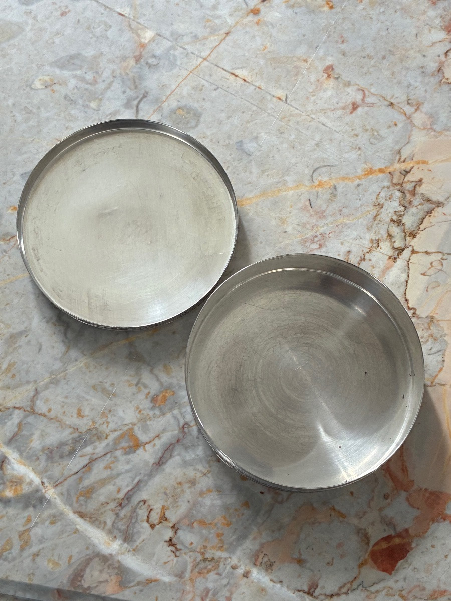 Large Round Solid Silver Box – Engraving “return From The Fields” After Debat-ponsan -photo-3