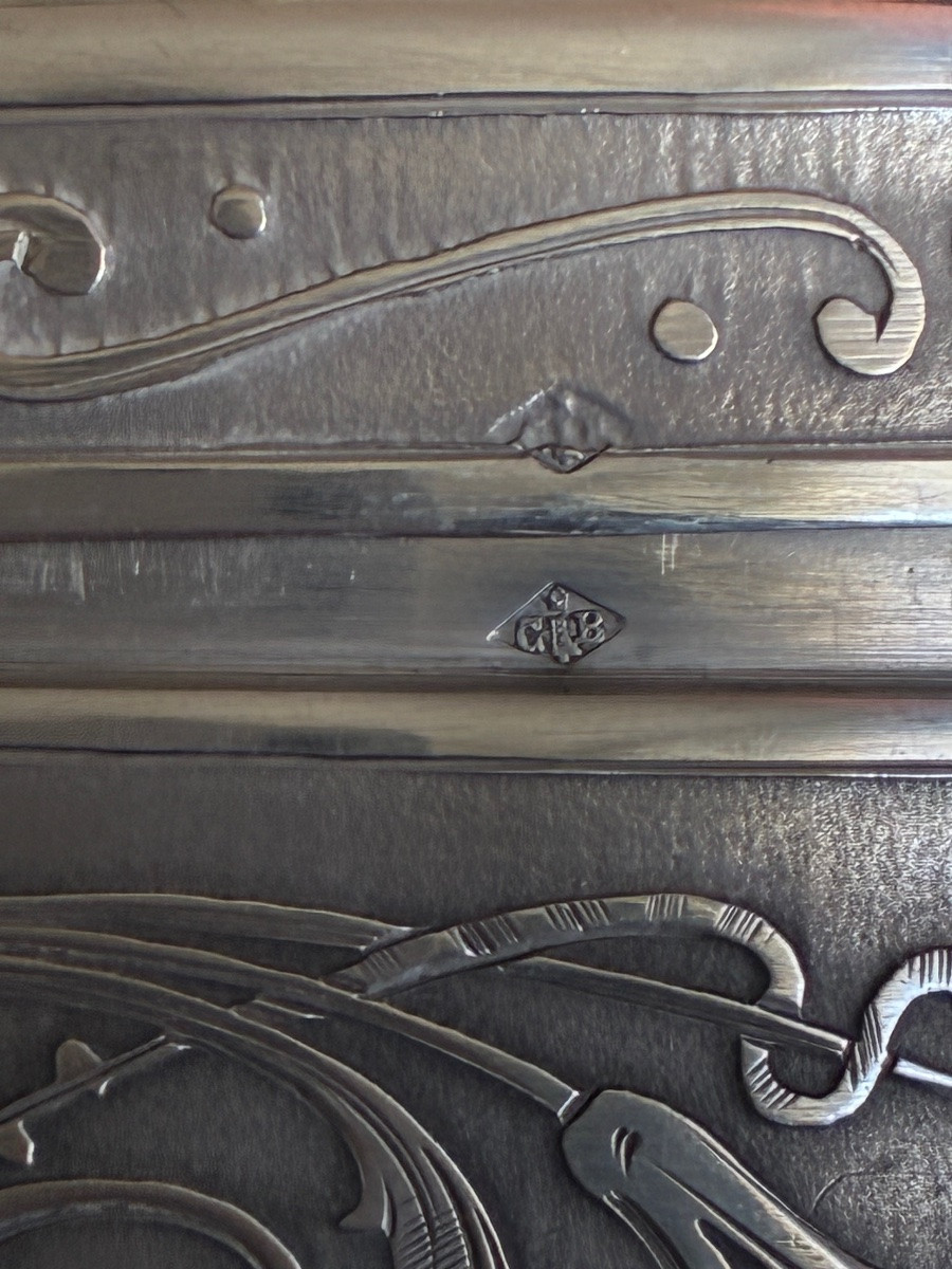 Large Round Solid Silver Box – Engraving “return From The Fields” After Debat-ponsan -photo-6