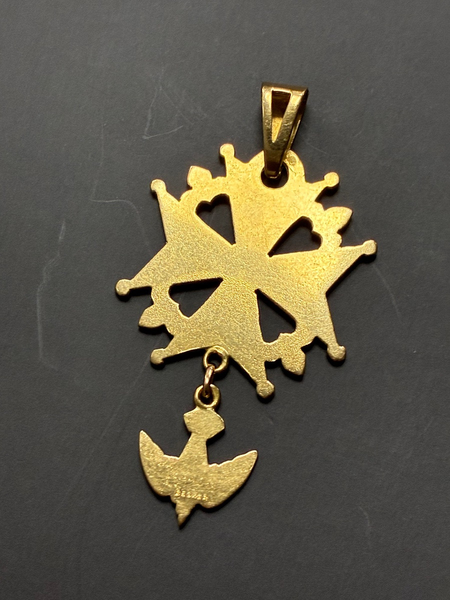 Huguenot Cross In 18-carat Gold - 6.4g - Signed Becker - Early 20th Century-photo-4