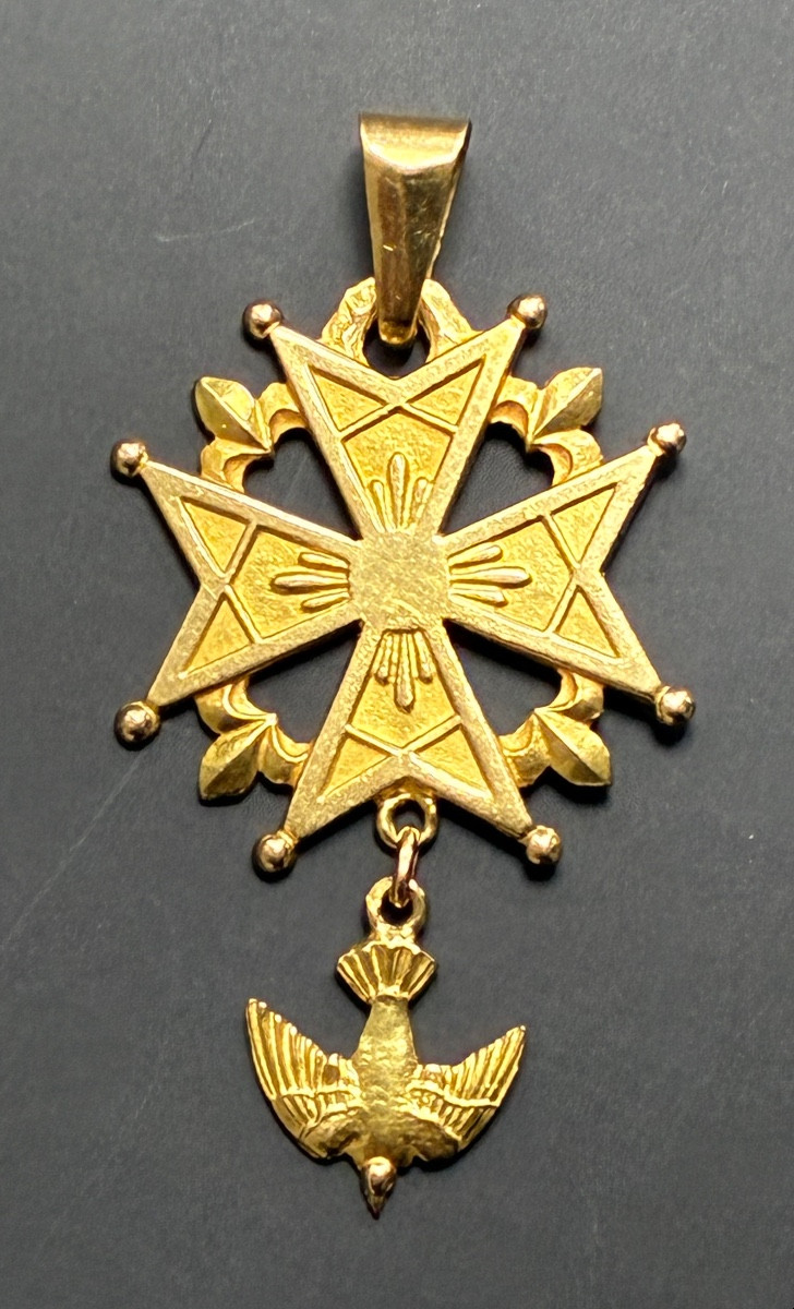 Huguenot Cross In 18-carat Gold - 6.4g - Signed Becker - Early 20th Century