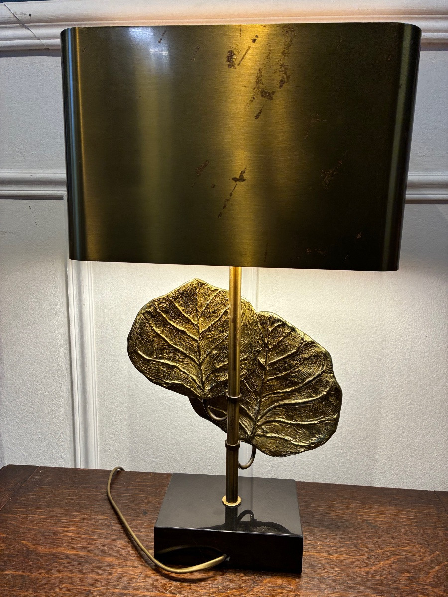 Lampe « Guadeloupe » – Maison Charles circa 1970 – Bronze doré – Signée-photo-2