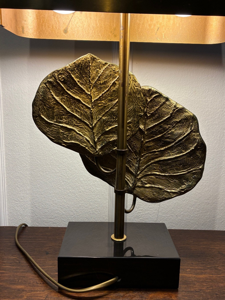 Lampe « Guadeloupe » – Maison Charles circa 1970 – Bronze doré – Signée-photo-3