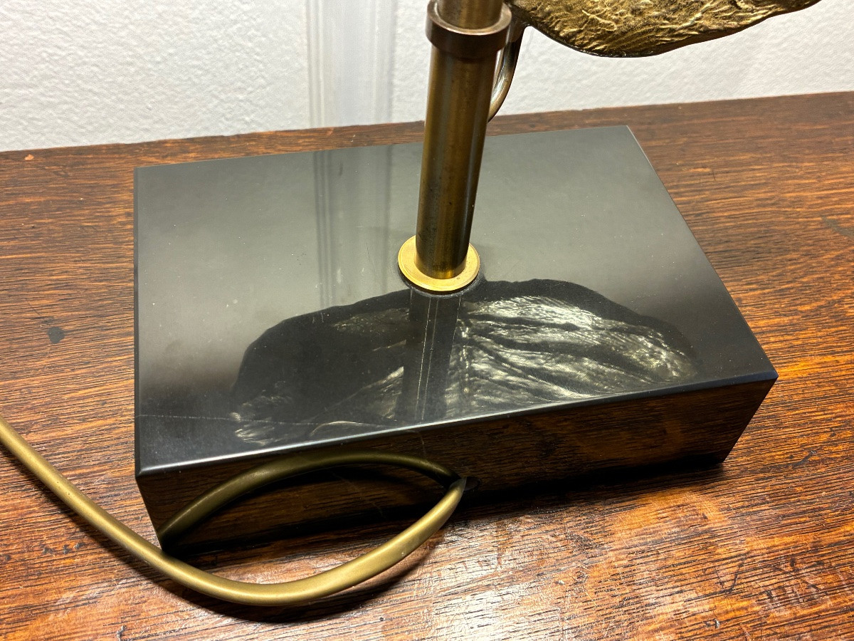 Lampe « Guadeloupe » – Maison Charles circa 1970 – Bronze doré – Signée-photo-4