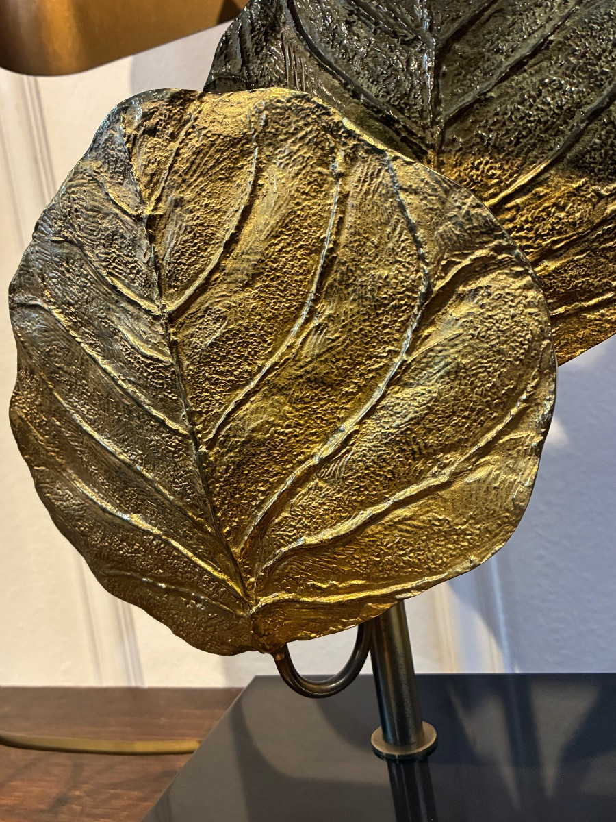 Lampe « Guadeloupe » – Maison Charles circa 1970 – Bronze doré – Signée-photo-4