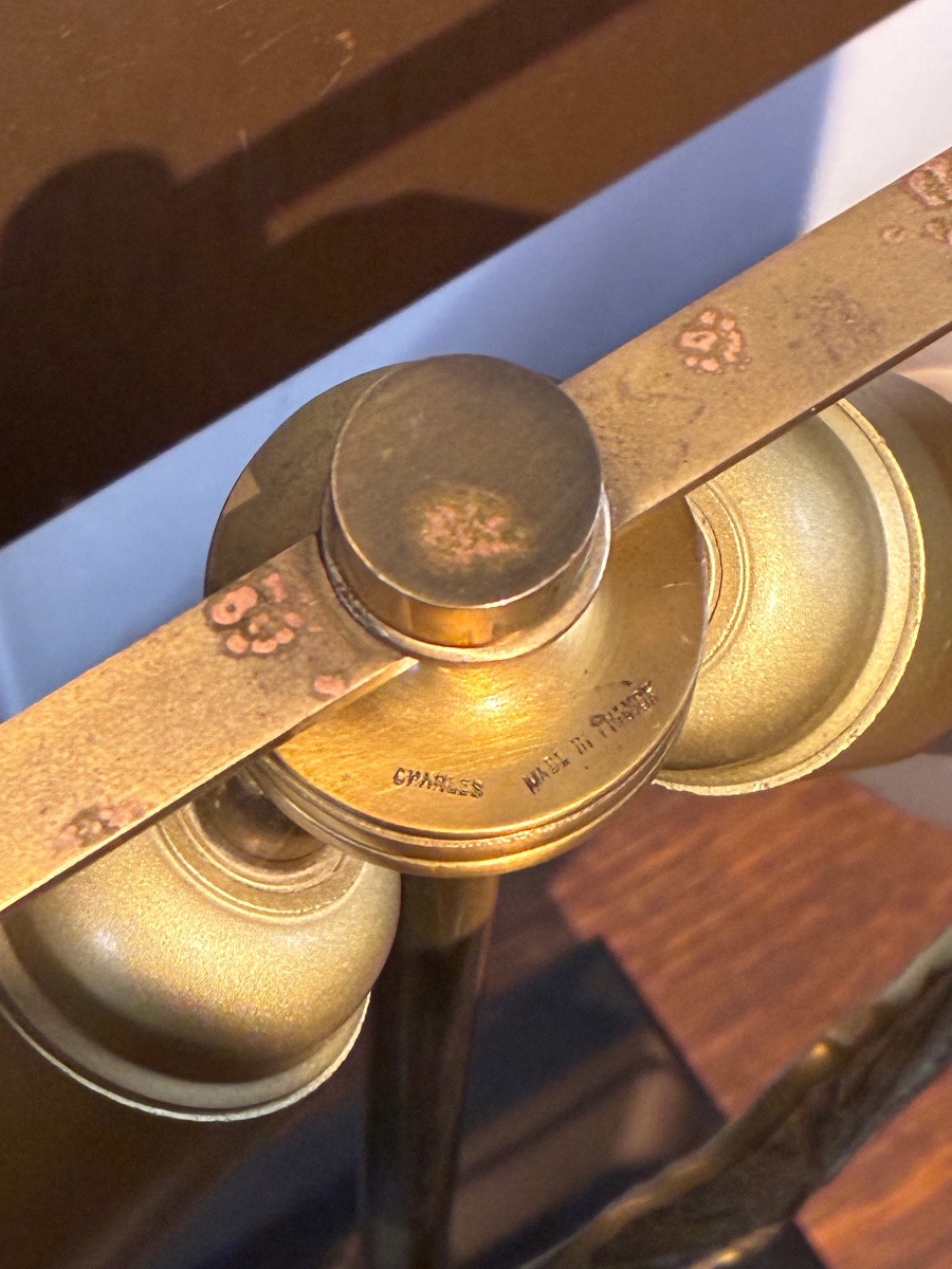 Lampe « Guadeloupe » – Maison Charles circa 1970 – Bronze doré – Signée-photo-7