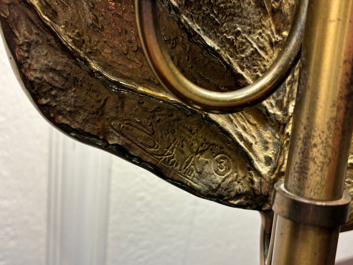 Lampe « Guadeloupe » – Maison Charles circa 1970 – Bronze doré – Signée-photo-8