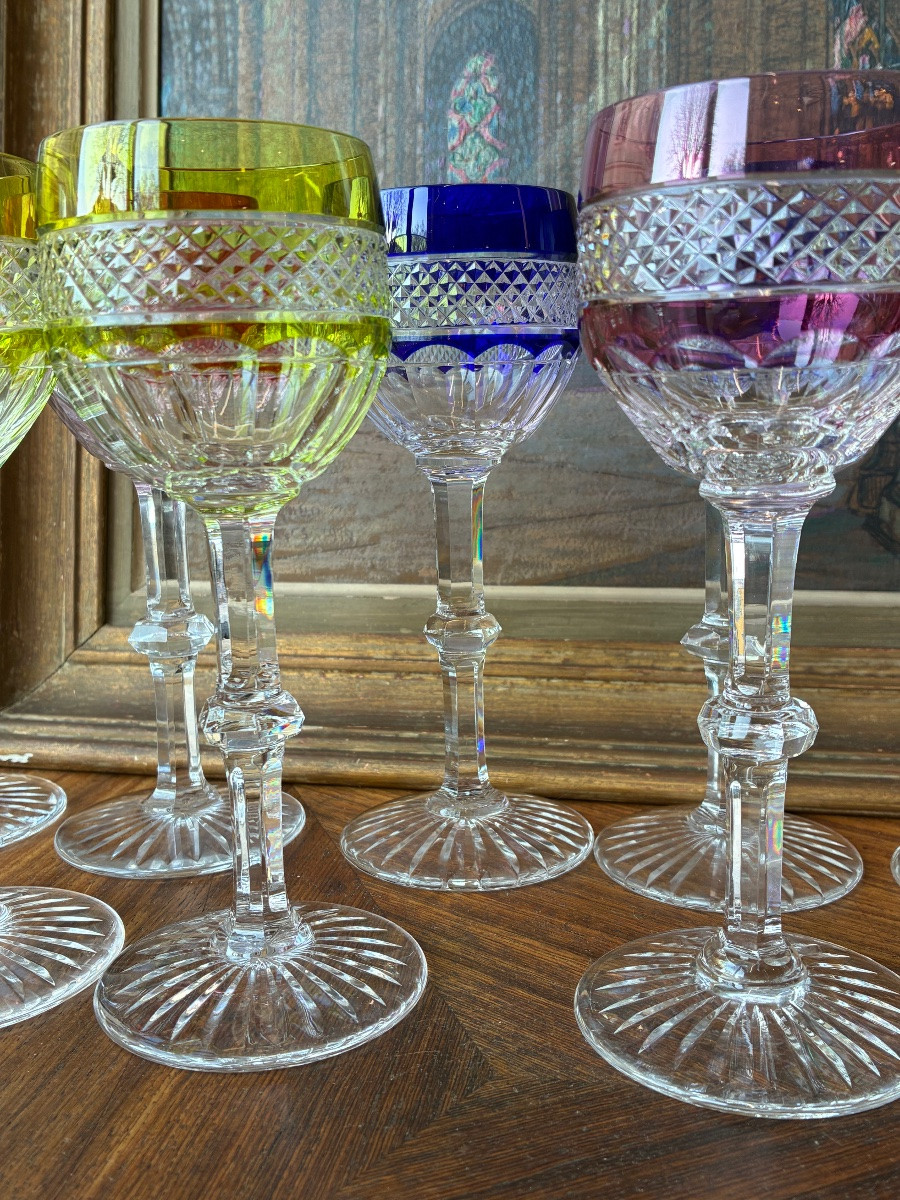 12 verres à vin blanc ou roemers en cristal de Saint Louis, modèle Trianon 18cm-photo-3