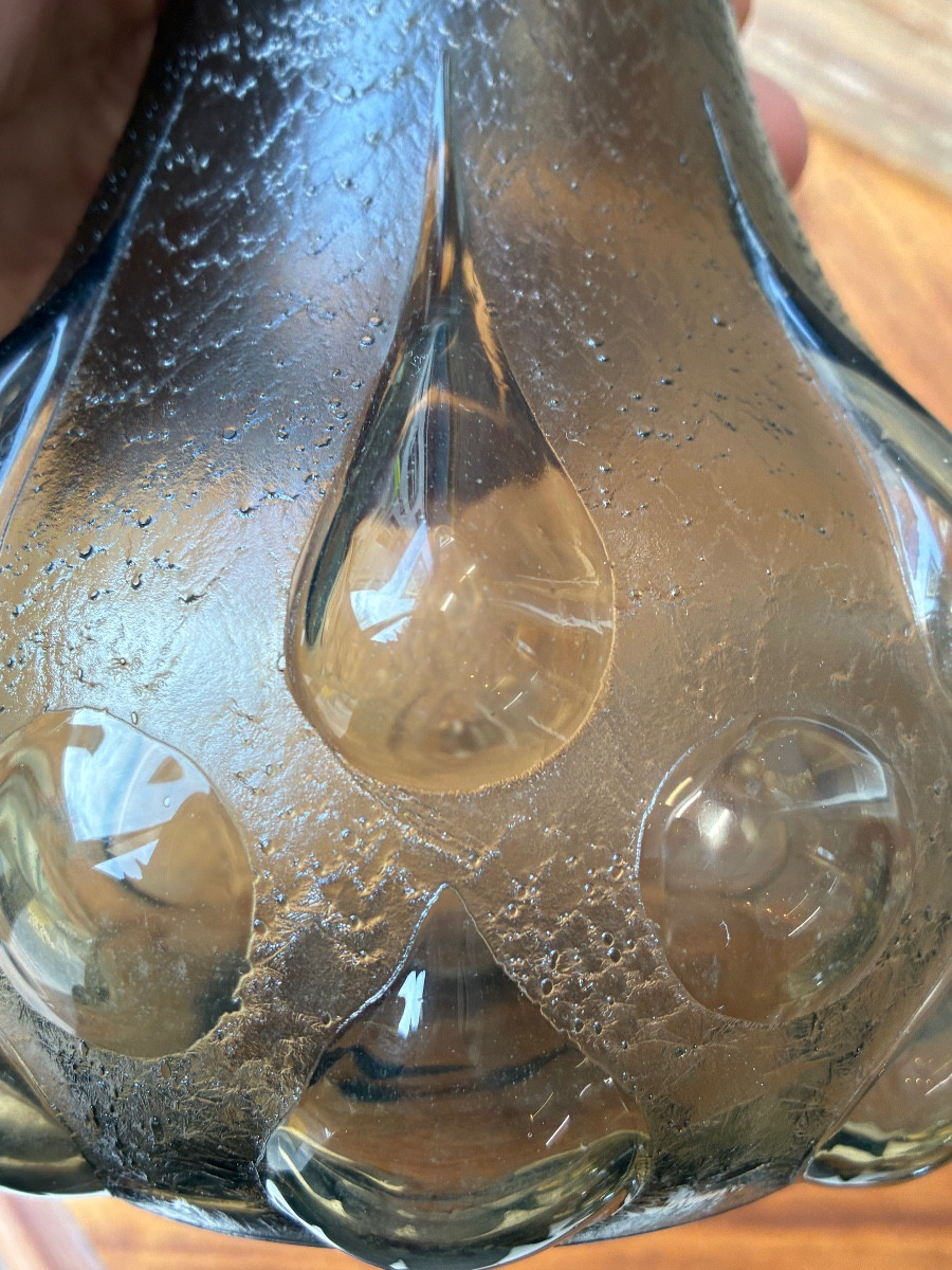 Blown Glass Vase With A Droplet Decoration, 20th Century-photo-1