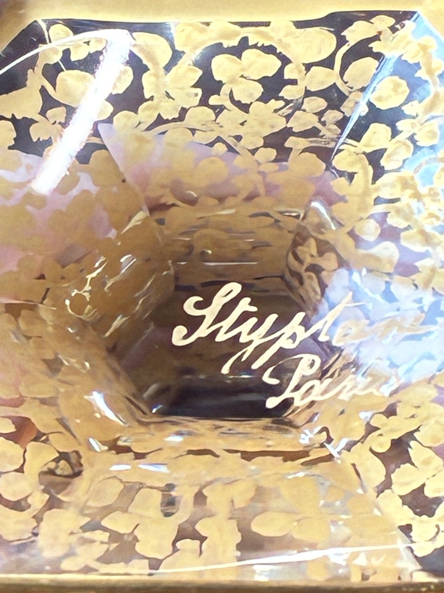 Harcourt Cut And Gilded Crystal Liqueur Service – Styptane Paris – Decanter And 3 Signed Glasses-photo-3