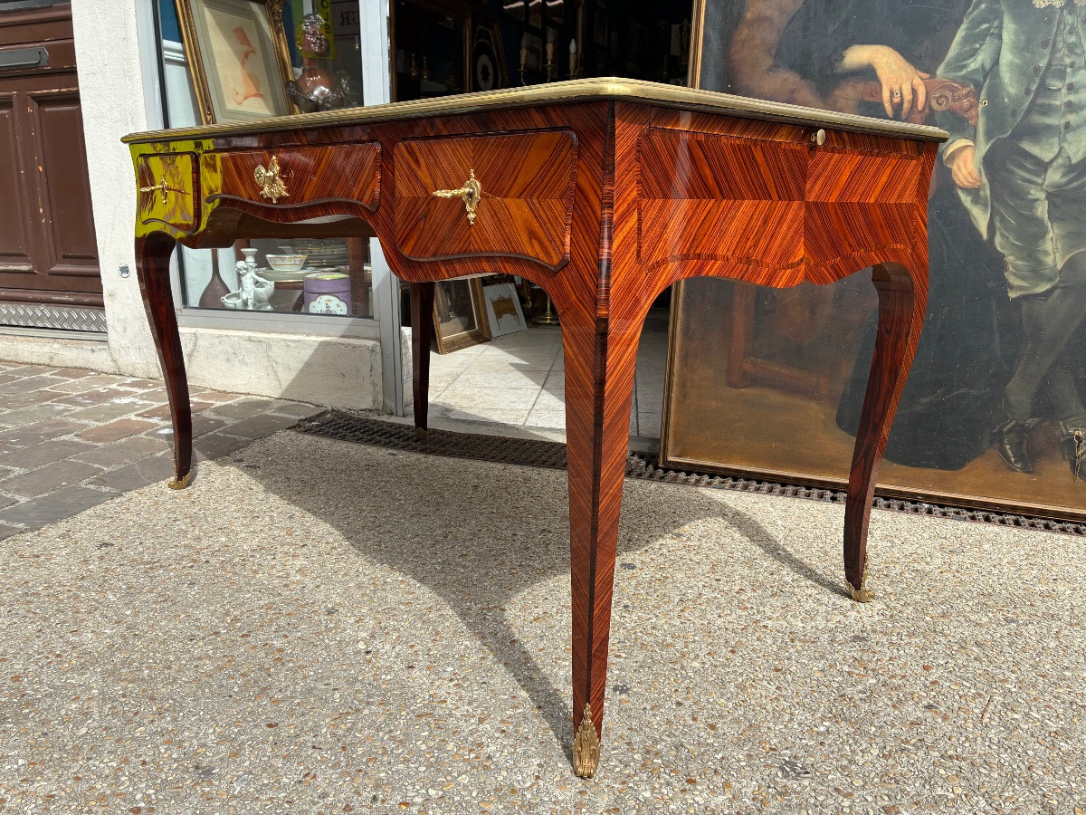Regency Style Flat Desk In Violet Wood, With Pulls - Late 19th Century-photo-2