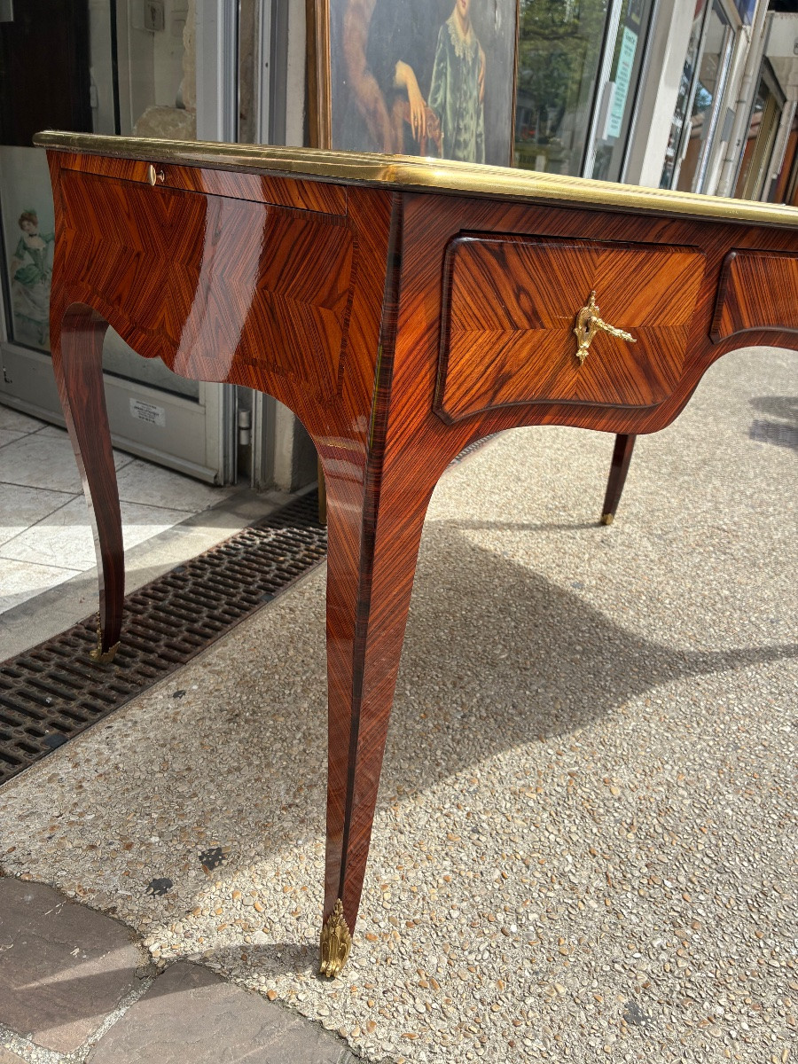 Regency Style Flat Desk In Violet Wood, With Pulls - Late 19th Century-photo-3