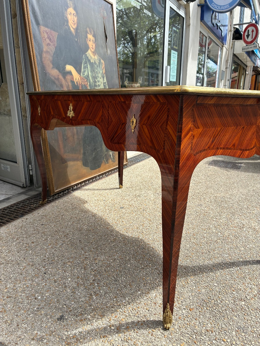 Regency Style Flat Desk In Violet Wood, With Pulls - Late 19th Century-photo-4