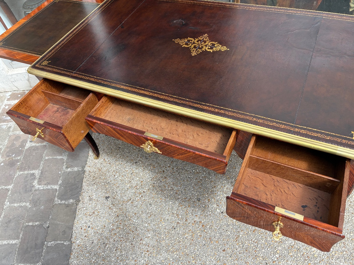 Regency Style Flat Desk In Violet Wood, With Pulls - Late 19th Century-photo-2