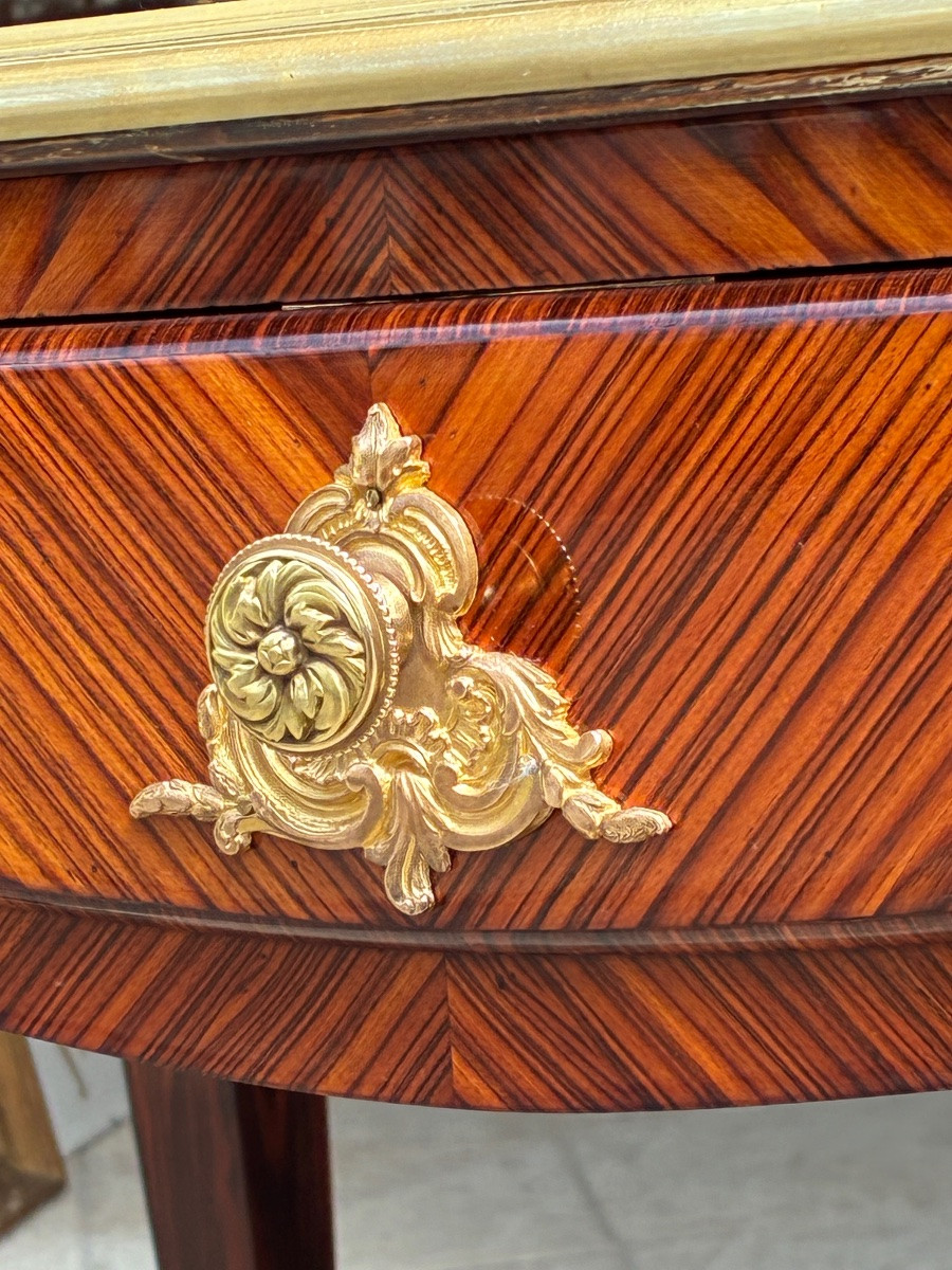 Regency Style Flat Desk In Violet Wood, With Pulls - Late 19th Century-photo-6