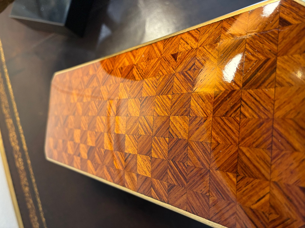 Napoleon III Rosewood Inlaid Glove Box, Signed Vervelle Paris-photo-3