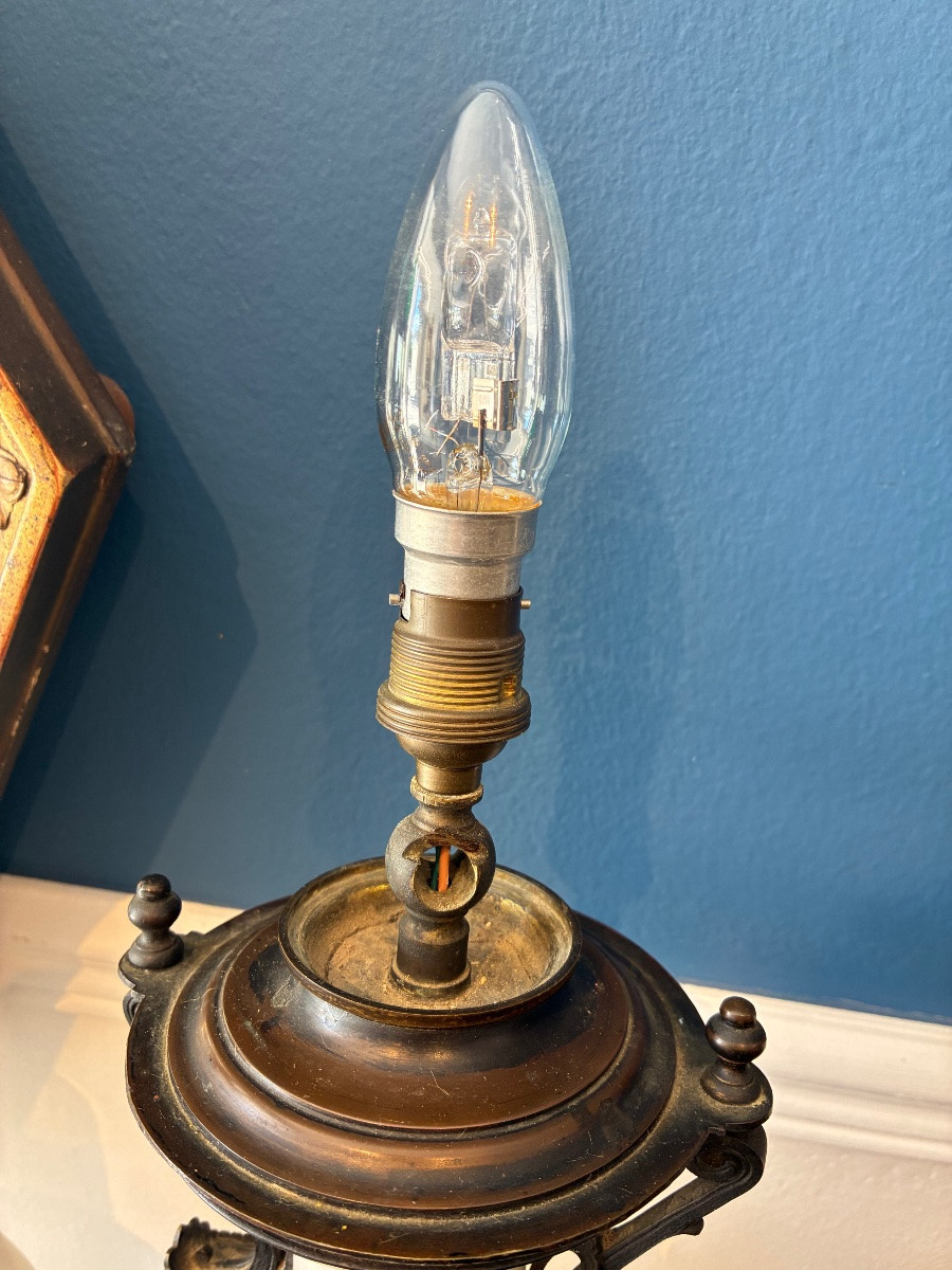 Neo-egyptian Lamp In Earthenware And Patinated Bronze - Napoleon III Period-photo-6