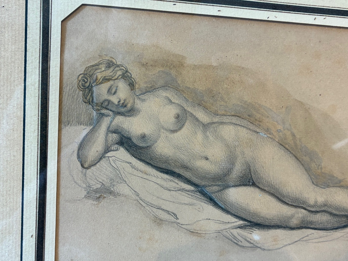Reclining Female Nude - Drawing Attributed To Girodet, Dated 1819-photo-2
