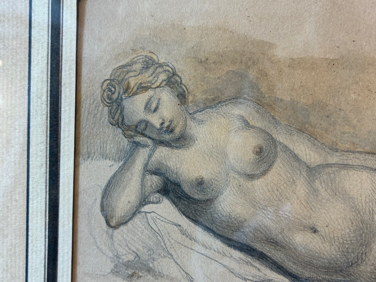 Reclining Female Nude - Drawing Attributed To Girodet, Dated 1819-photo-3