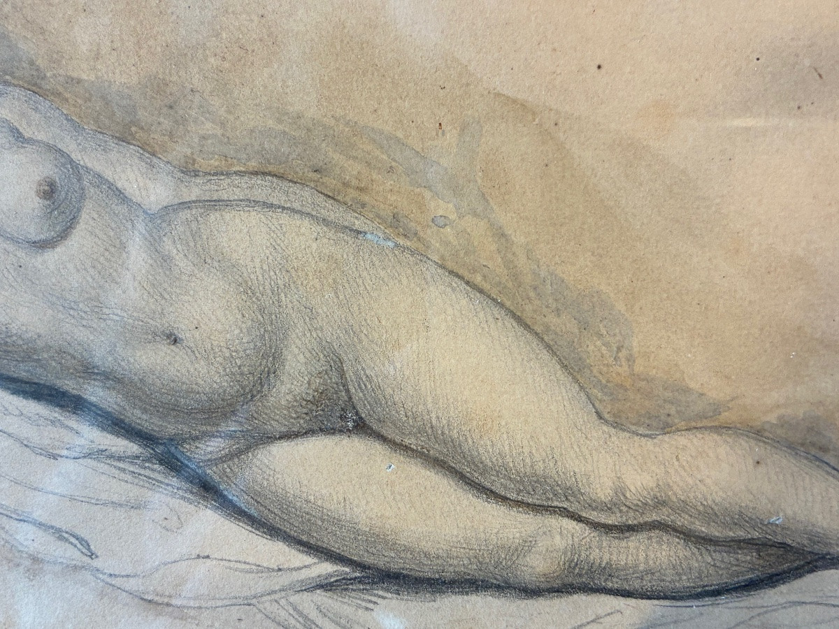 Reclining Female Nude - Drawing Attributed To Girodet, Dated 1819-photo-4