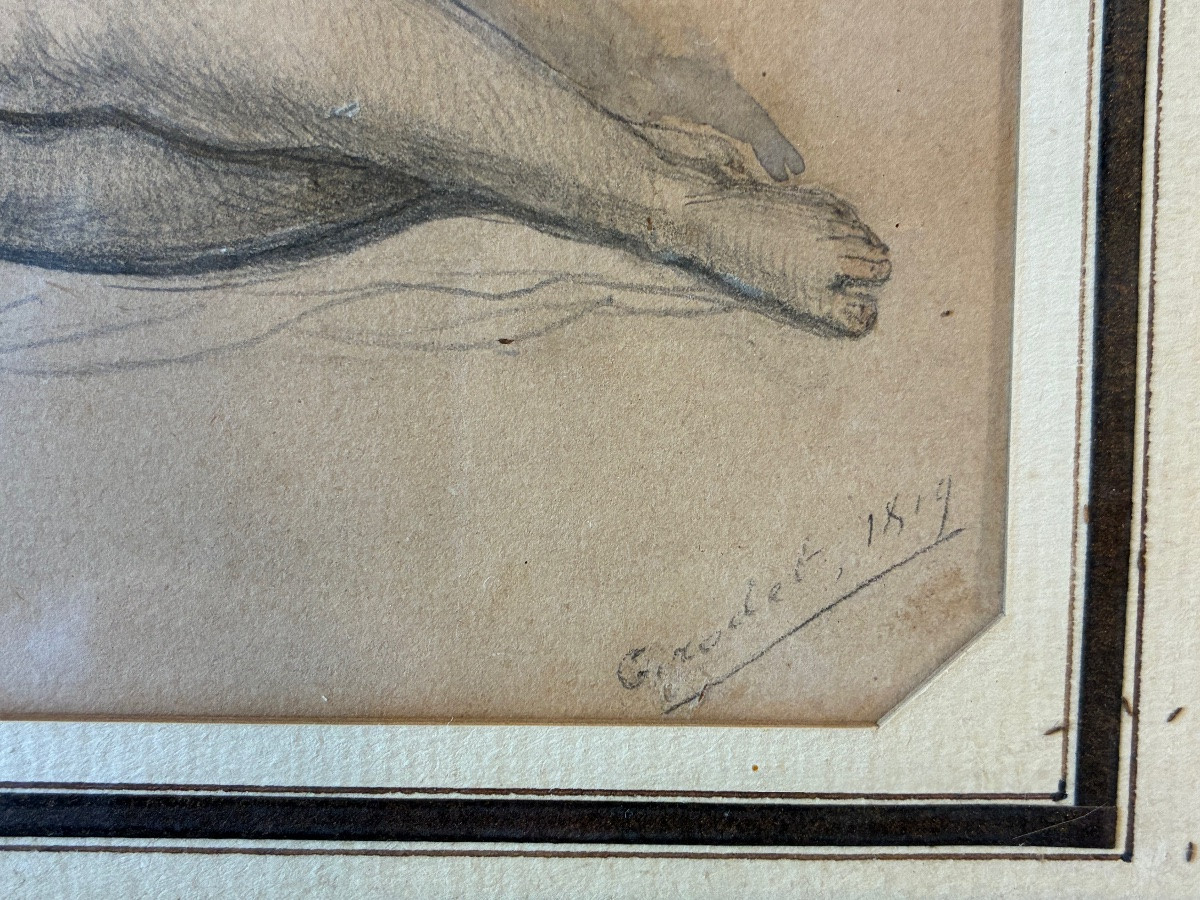 Reclining Female Nude - Drawing Attributed To Girodet, Dated 1819-photo-2