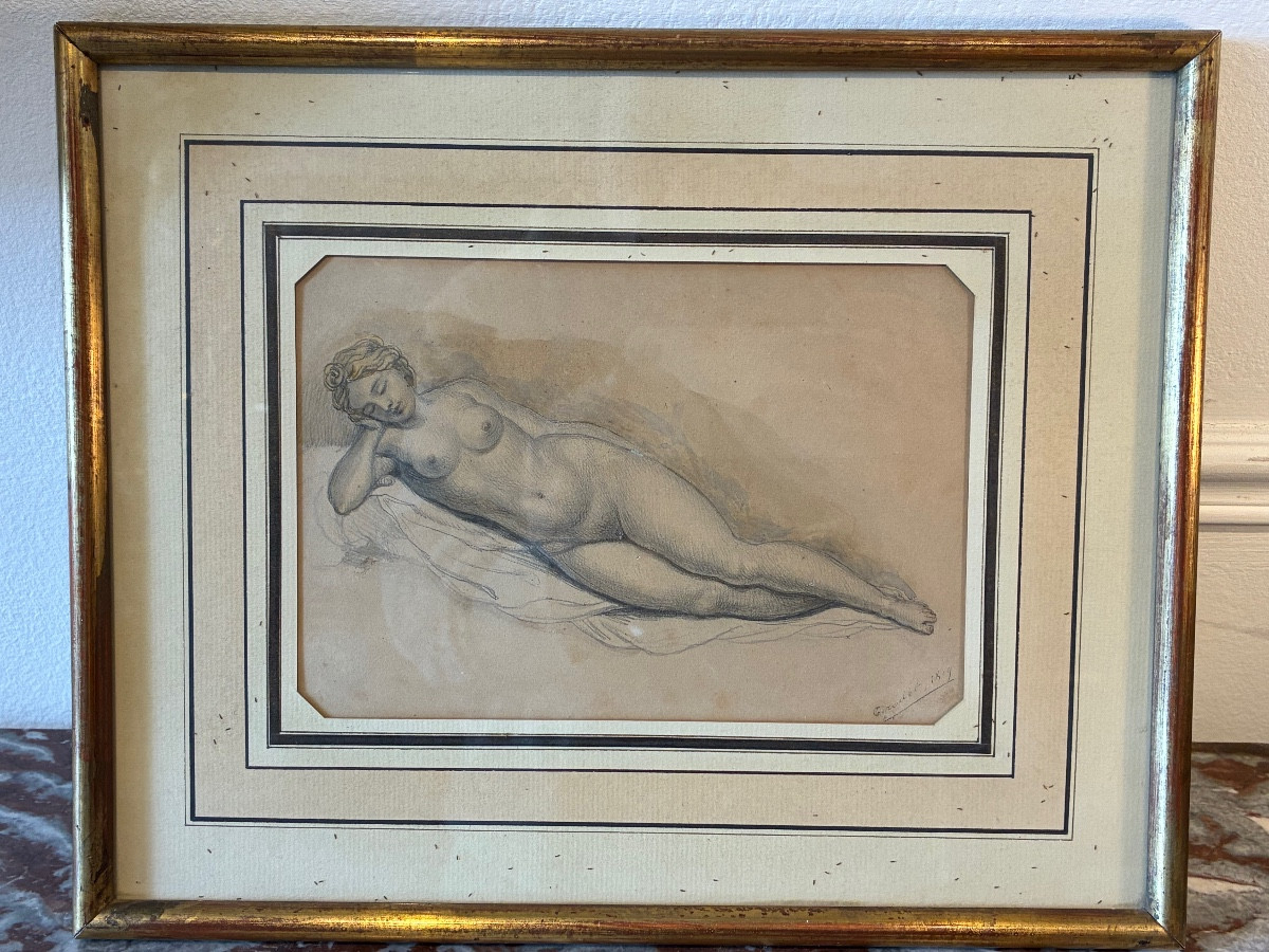 Reclining Female Nude - Drawing Attributed To Girodet, Dated 1819