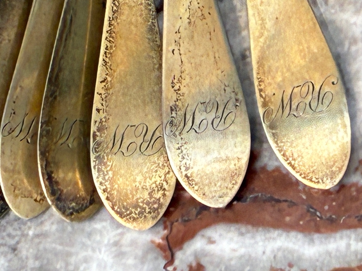 6 Cuillères en Vermeil Argent dans leur Écrin d’Origine, Époque Consulat Empire -photo-3