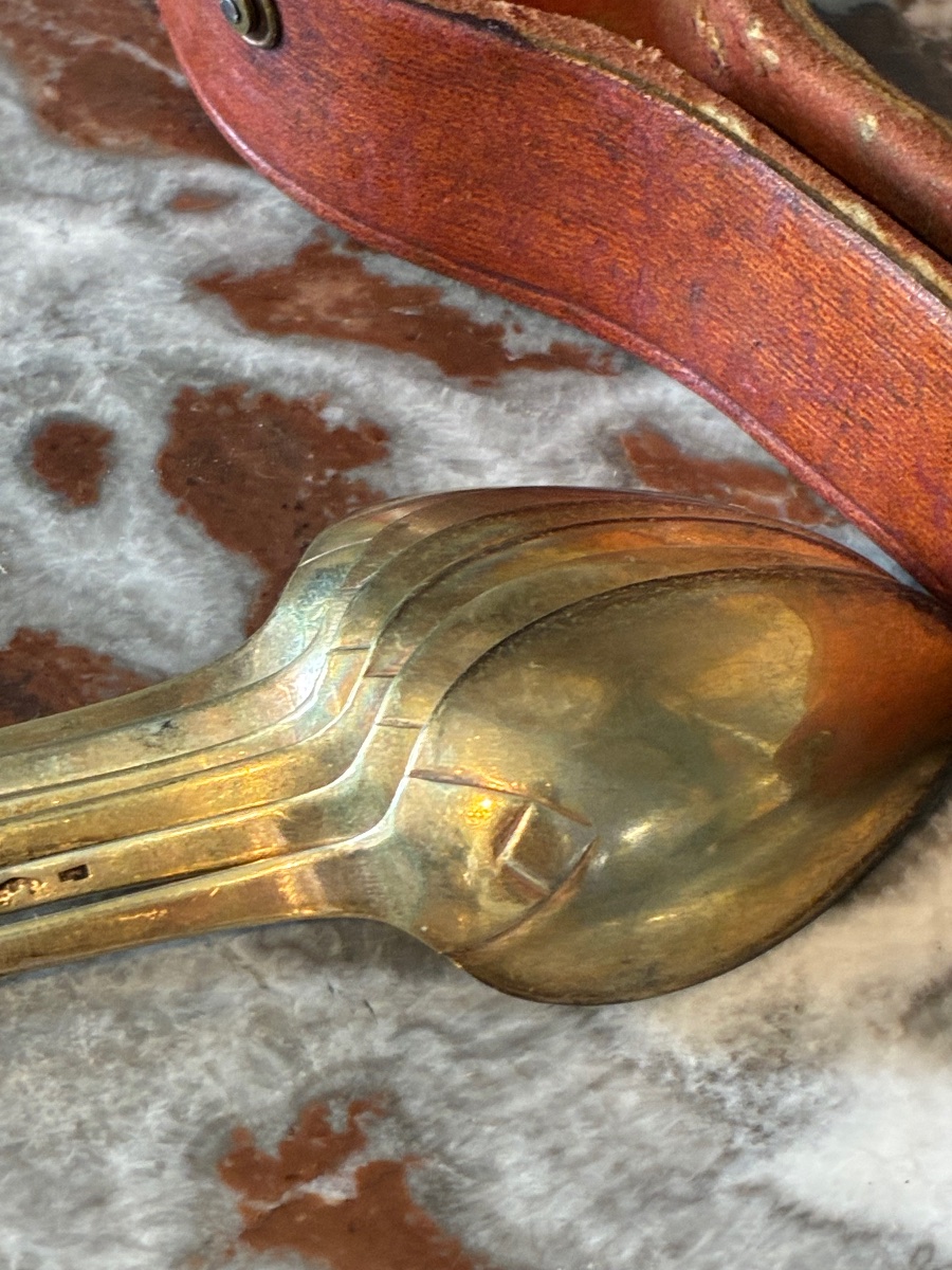 6 Cuillères en Vermeil Argent dans leur Écrin d’Origine, Époque Consulat Empire -photo-2