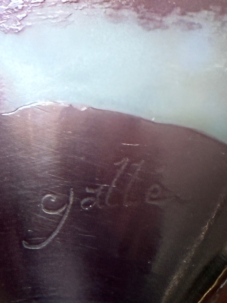 Veilleuse Gallé en verre multicouche gravé à l’acide – Paysage japonisant – École de Nancy-photo-3