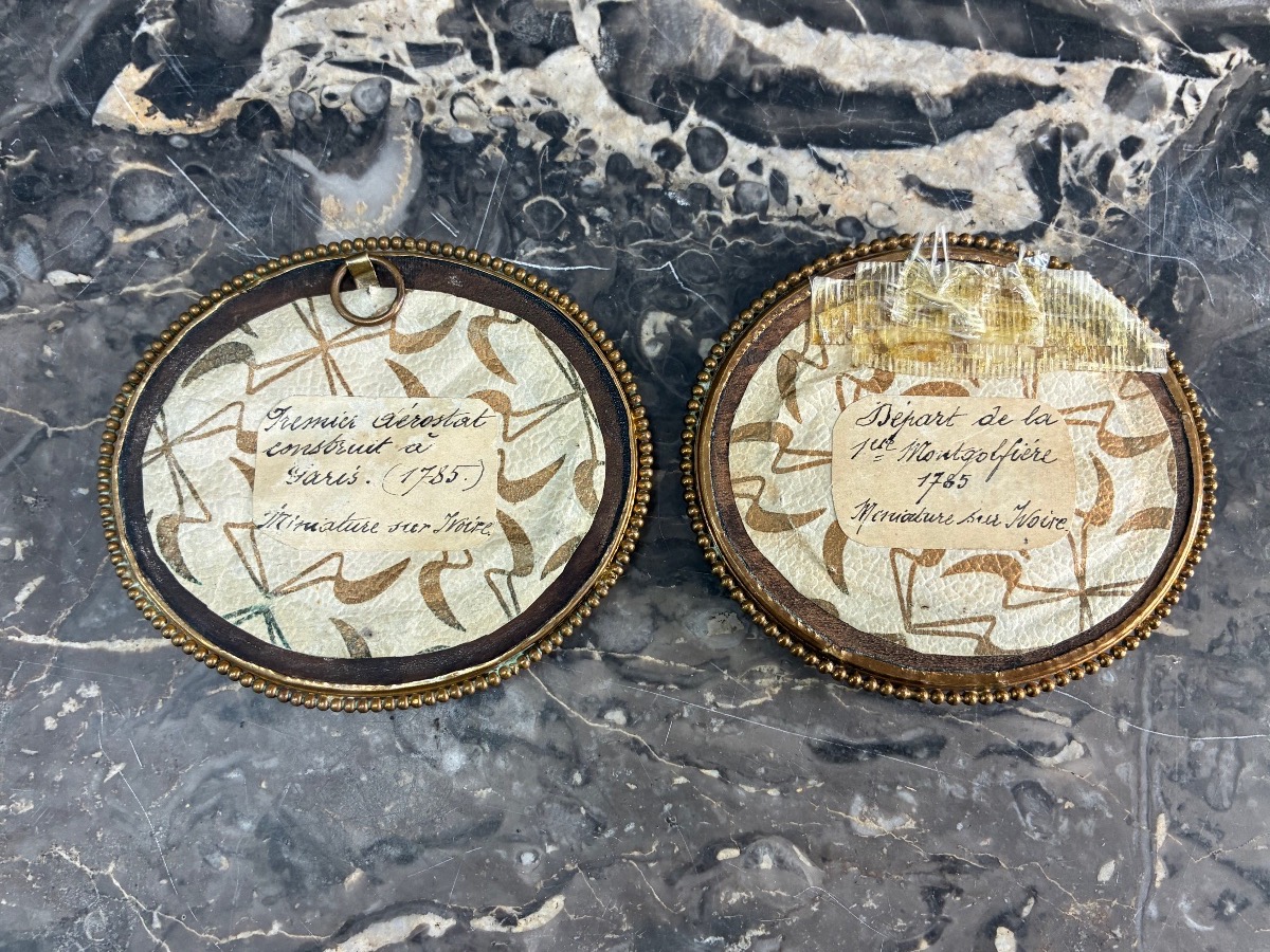 Pair Of Ivory Miniatures Signed By Boily – The First Hot-air Balloons And Aerostats From 1783-photo-4