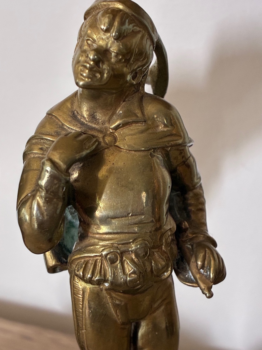 Paire de bronzes signés Émile Guillemin – Mousquetaires – Marbre rouge griotte – XIXe siècle-photo-1