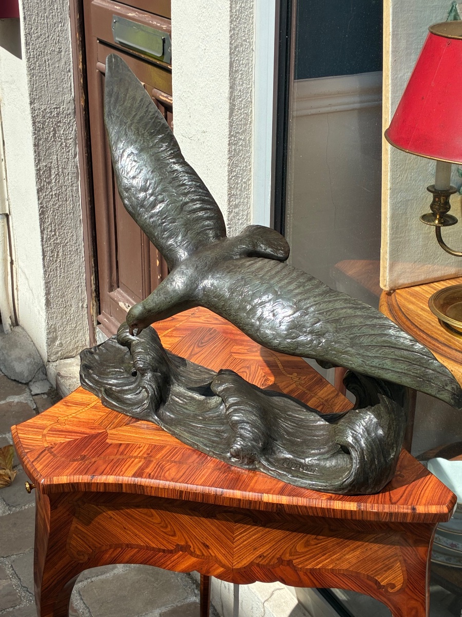 Alexandre Ouline (1918-1940) – Grand Bronze Art Déco “Le Goéland” – 58 cm-photo-2