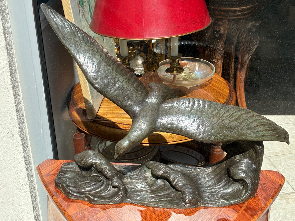 Alexandre Ouline (1918-1940) – Grand Bronze Art Déco “Le Goéland” – 58 cm