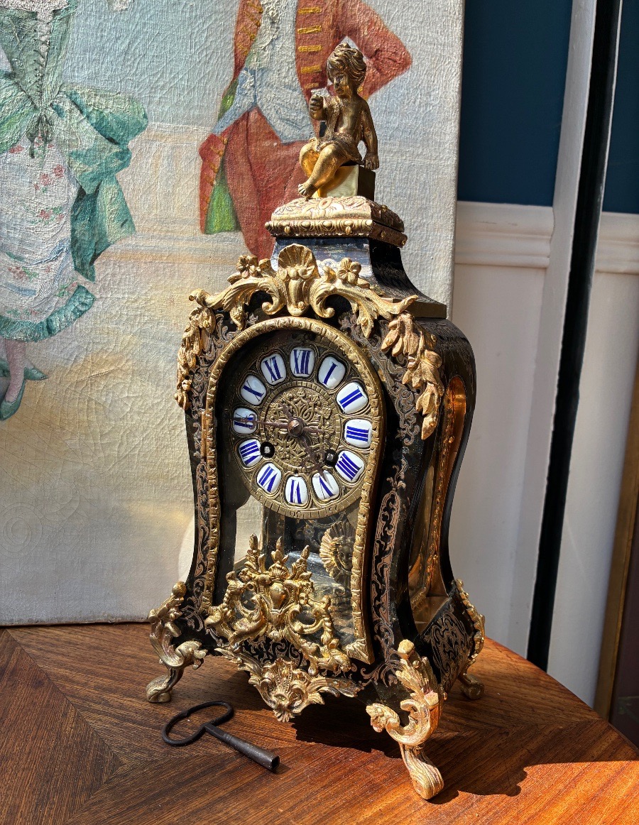 Petit cartel en marqueterie Boulle d’époque Napoléon III XIXe-photo-2