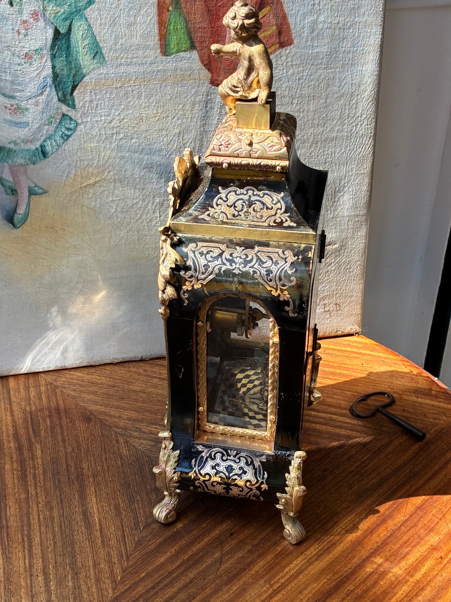 Petit cartel en marqueterie Boulle d’époque Napoléon III XIXe-photo-4