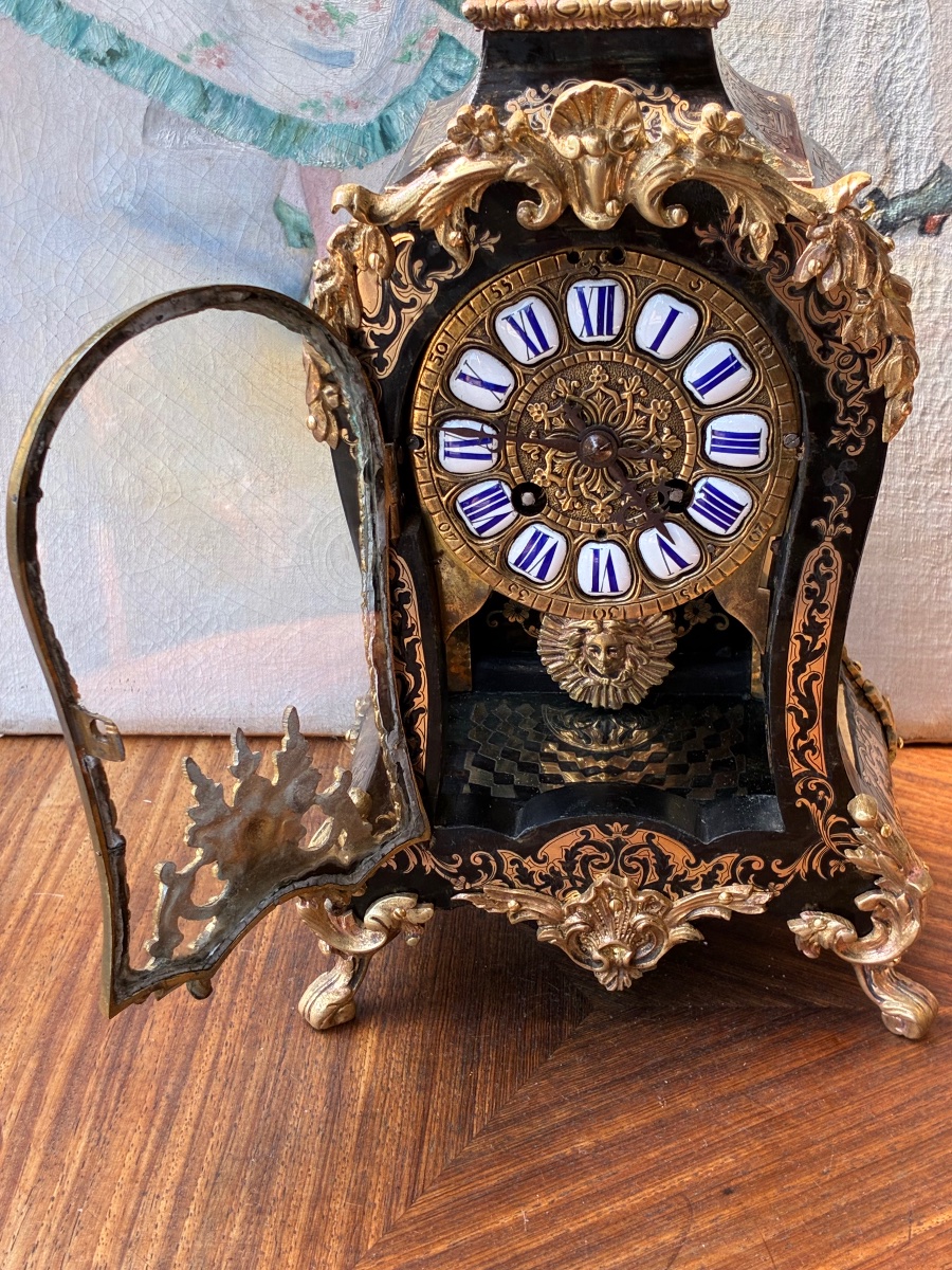 Petit cartel en marqueterie Boulle d’époque Napoléon III XIXe-photo-1